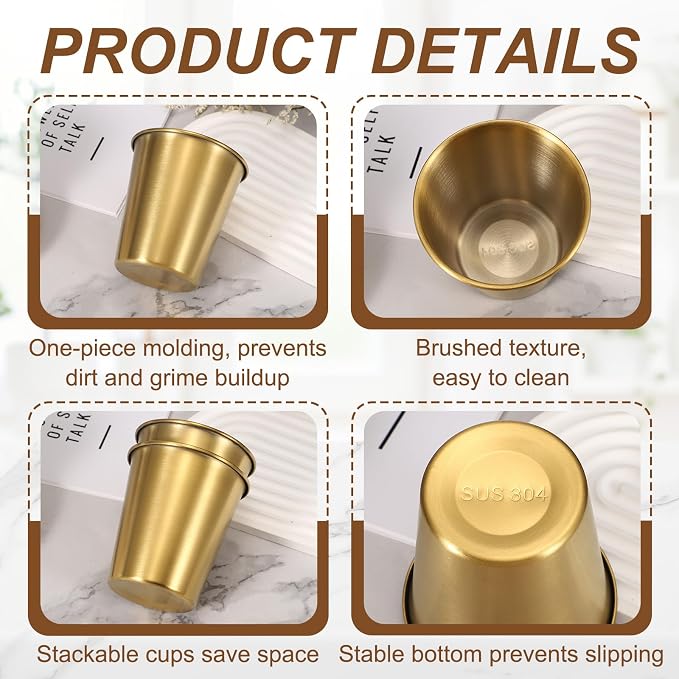 uxcell 2 Pcs Stainless Steel Cups, 9oz/260ml Metal Cups Double Wall Tumbler - Image 5