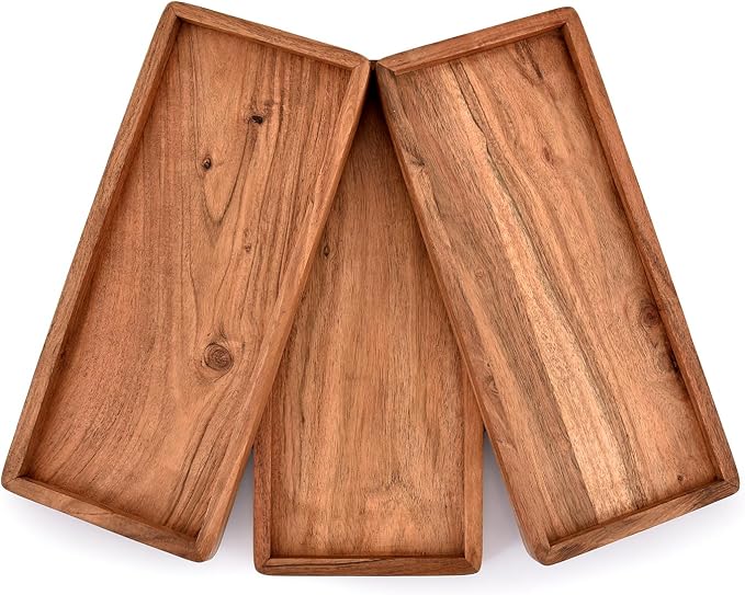 Acacia Wood Rectangular Wooden Platters - Image 2