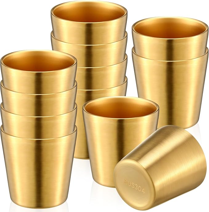 Amyhill 12 Pieces Stainless Steel Cups Double Wall Tumbler Glasses Stackable by Amyhill