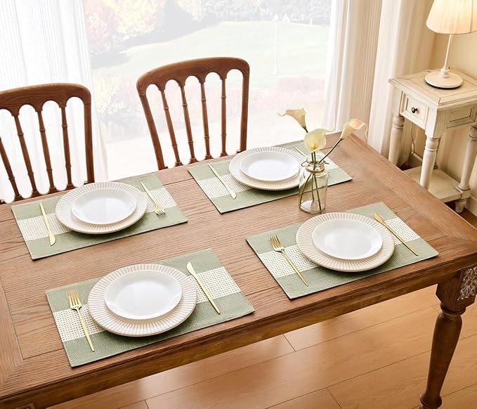 Wracra Linen Placemats, 12 x 18 Inch Set of 6 Placemats, Farmhouse Macrame - Image 6