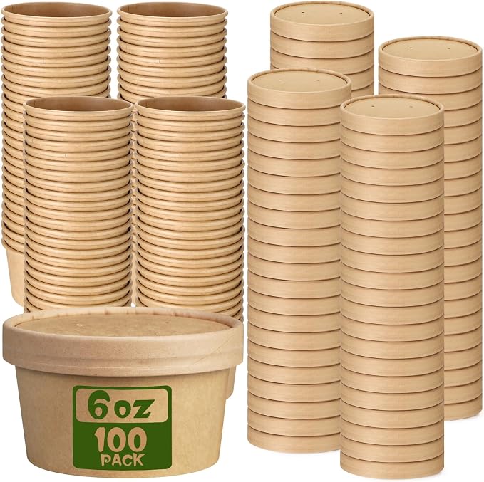 Fulmoon 100 Pack Paper Soup Containers by Fulmoon