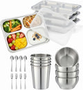 Jinei 20 Pcs Stainless Steel Dishes Set 4 Stainless Steel Plates, 4 Bowls by Jinei