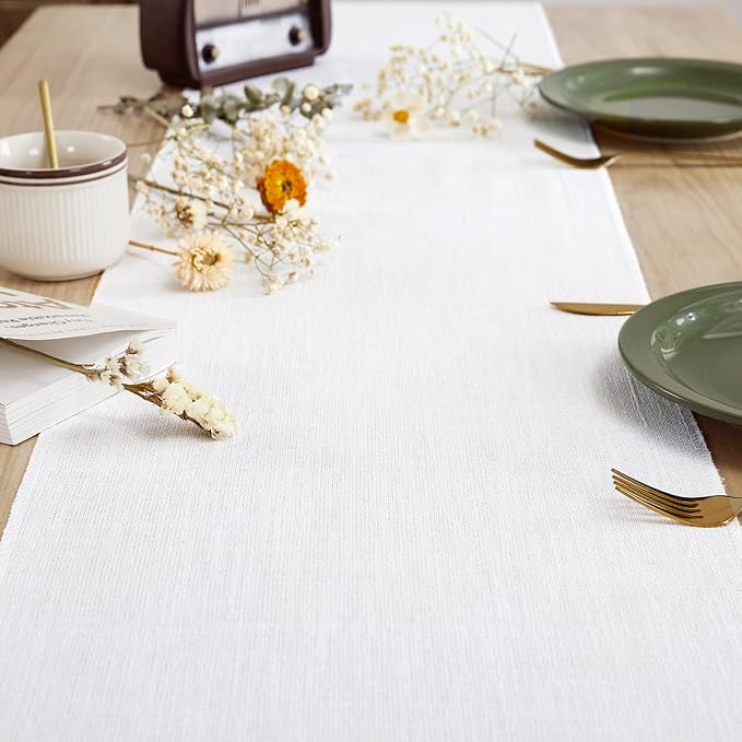 Cotton Linen Table Runner, 13x48 Inch, Machine Wash - Image 2