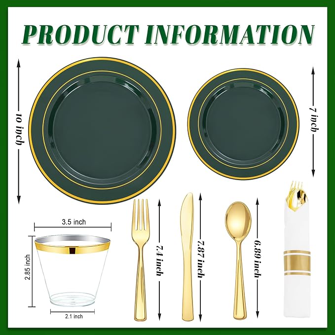 175PCS Green Plastic Plates - Image 3