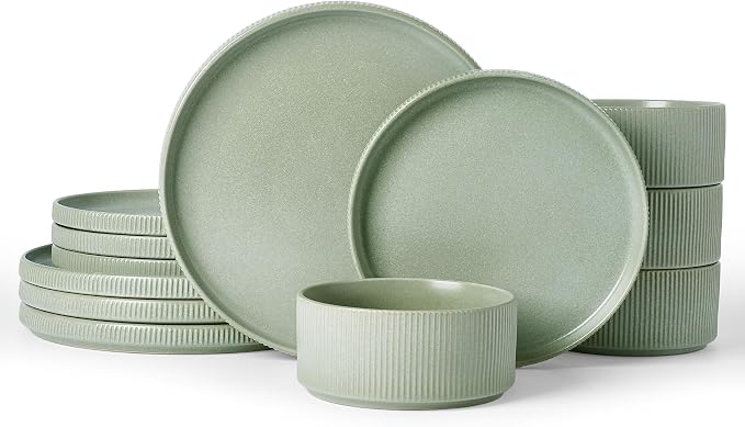 Famiware Star Stoneware Dinnerware Set, Reactive Glaze Plates & Bowls by Famiware