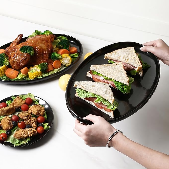 vicrays Serving Platter Ceramic Tray Plates Extra Large Oval 14.5 Inch - Image 5
