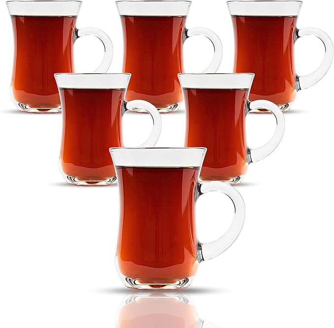 Turkish Tea Glasses with Handle Set of 24, Small Clear Glass Tea Cups by YERSIZ