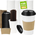 100 Pack 16 oz Disposable Coffee Cups by COOLCAP
