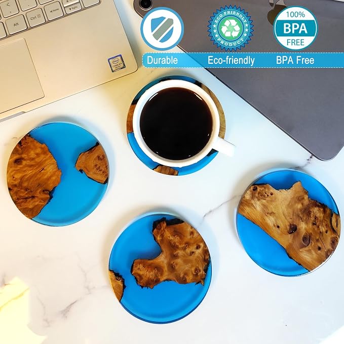 Drink Coaster Set, Wooden Bar Coasters, Resin Coaster - Image 2