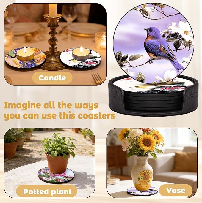 Coasters Set of 12- Classic Flowers and Birds Style - Image 5