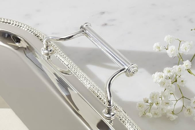 Reed & Barton Silverplate Rectangular Serving Tray, Coffee Table Decor | mirror - Image 7