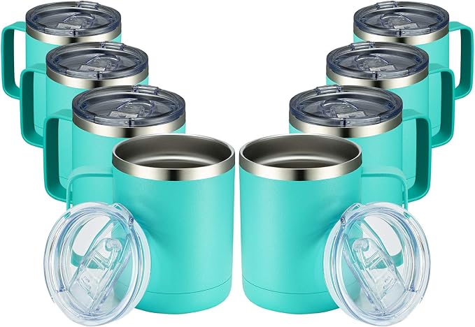 MEWAY 12oz Coffee Mug With Handle 8 Pack Bulk, Stainless Steel Insulated Travel by MEWAY