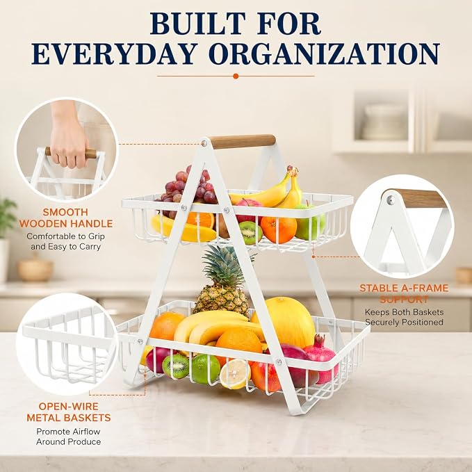 mahueeol 2-Tier Countertop Fruit Basket - Image 3