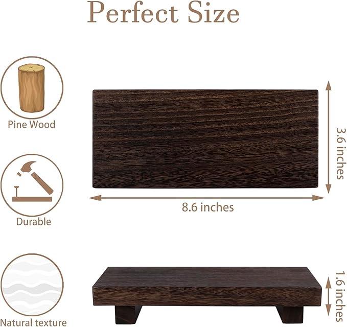 Wood Bathroom Tray Farmhouse Decor Kitchen Soap Holder 8.7"x3.6" Dark Brown | - Image 5