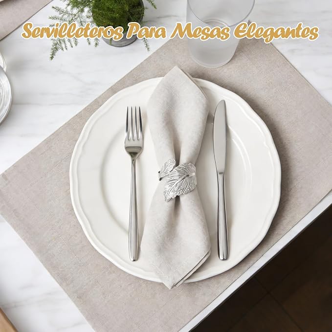 Napkin Rings Set of 40 Silver Napkin Holder Buckles | Leaf Shaped Napkin Ring - Image 5