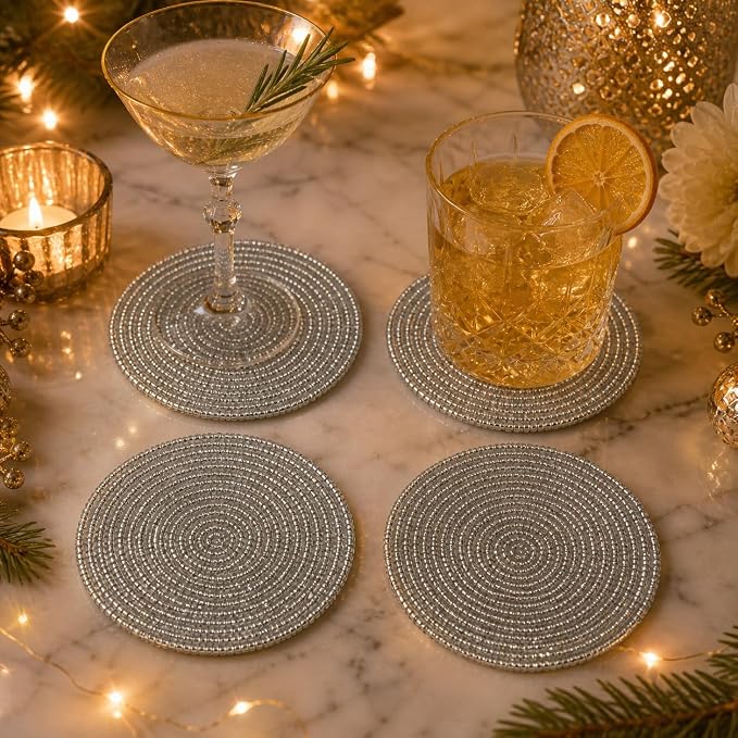 Handmade Beaded Coasters Set of 4 - Image 6