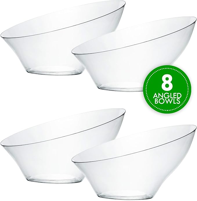 PLASTICPRO Disposable Angled Plastic Bowls Round Small Serving Bowl, Elegant - Image 7