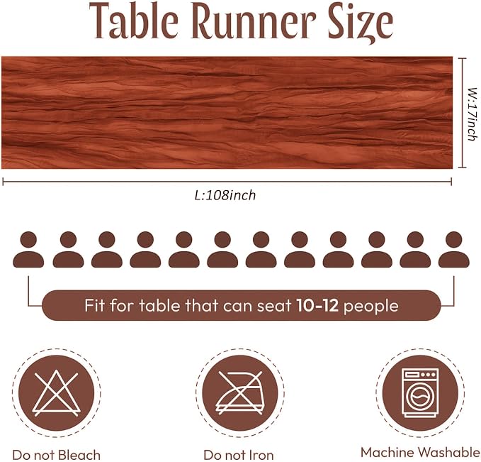 12 Pack Terracotta Cheesecloth Table Runner 17 x 108 Inch Gauze Table Runner - Image 2