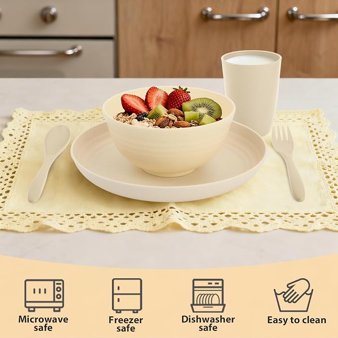 Kitchen Wheat Straw Dinnerware Sets - Image 5
