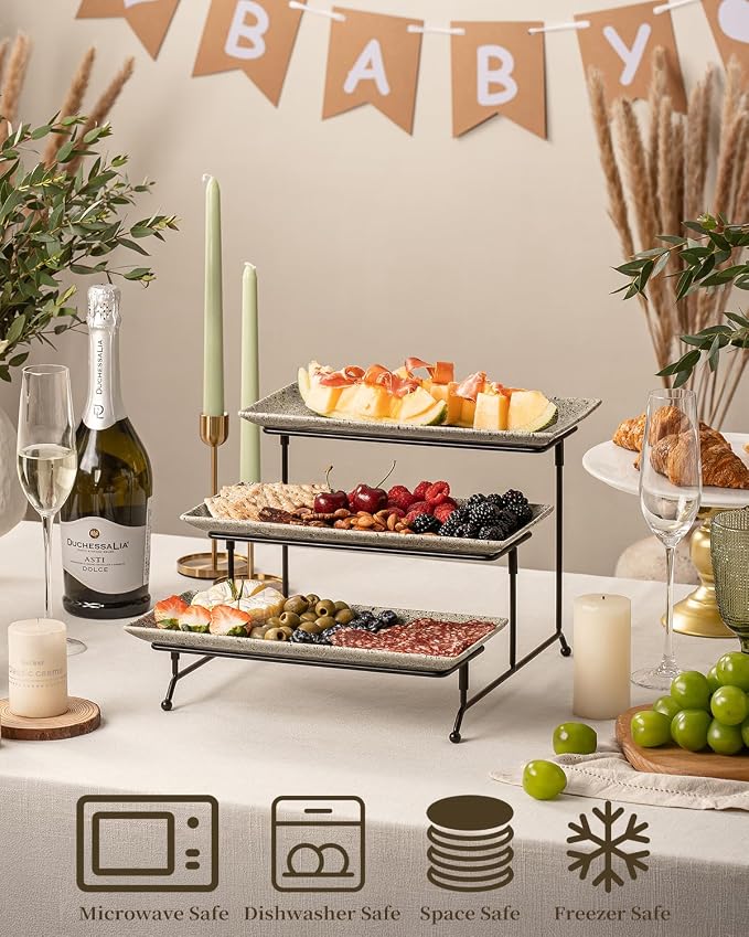 LAUCHUH 3 Tier Serving Tray, Porcelain Serving Platters and Trays - Image 3