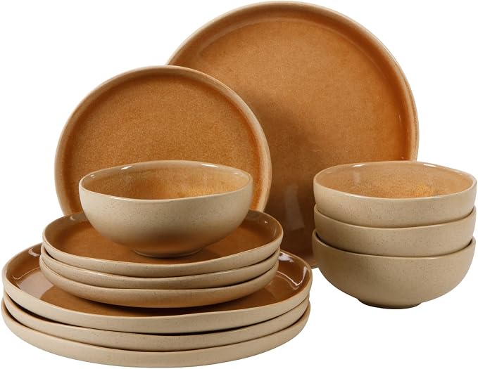 Gibson Elite Manila Bay 12-Piece Stoneware Dinnerware Set, Service by GibsonHomewares