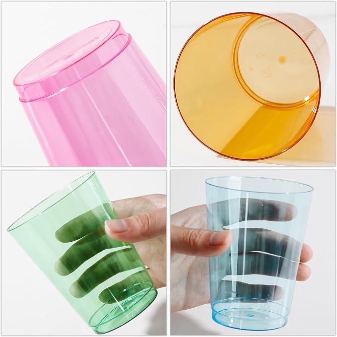 DaYammi 100 Pack Colorful Plastic Cups 10 Oz Disposable Cups Neon Glowing - Image 7