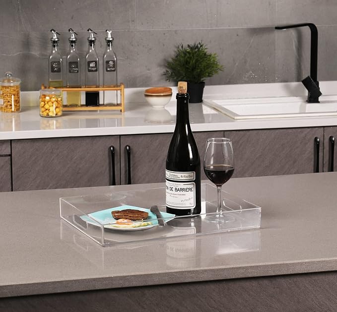 Sooyee Clear Acrylic Serving Tray, Plastic Tray - Image 2