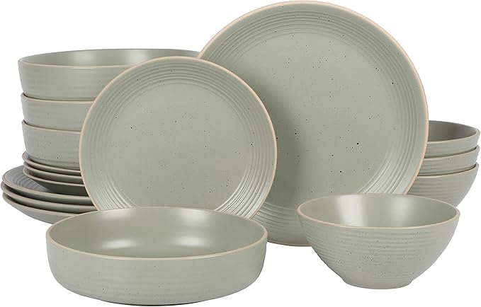 Gibson Home Dinah Double Bowl Stoneware Embossed Speckled Dinnerware Set by GibsonHomewares