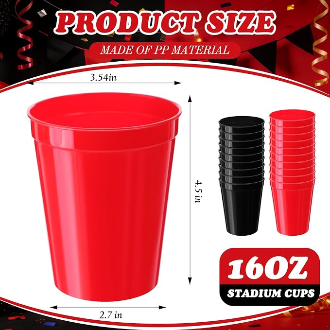Yungyan 100 Pack 16 oz Stadium Cups Reusable Plastic Cups Blank Drink Stadium - Image 2