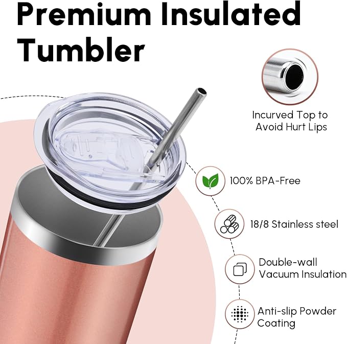Volhoply 8 Pack Skinny Tumblers - Image 3