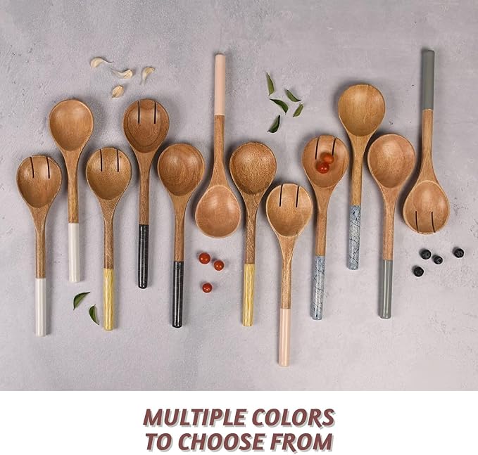 Folkulture Wooden Salad Servers, Salad Tongs - Image 7