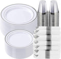 350 Piece Silver Plastic Dinnerware Set by GoodLuck