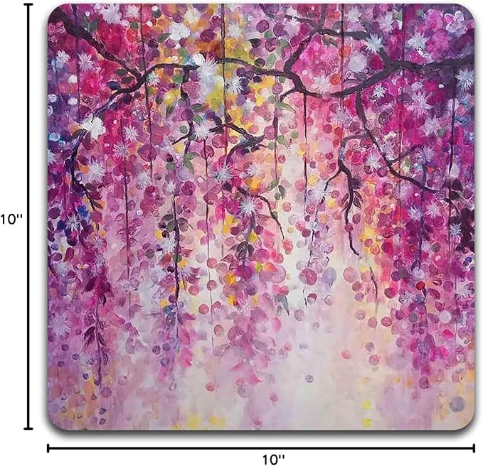 Colorful Watercolor Flowers Square Coaster Set of 4-Made of Recycled Rubber - Image 7