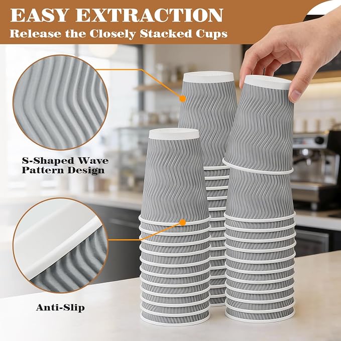 Ginkgo 100 Pack 12 oz Disposable Insulated Coffee Cups - Image 3