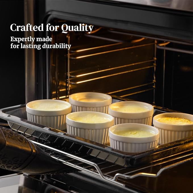 DOWAN Ramekins 6 oz Ceramic Ramekins Set of 6, Oven Safe Souffle Dishes - Image 4