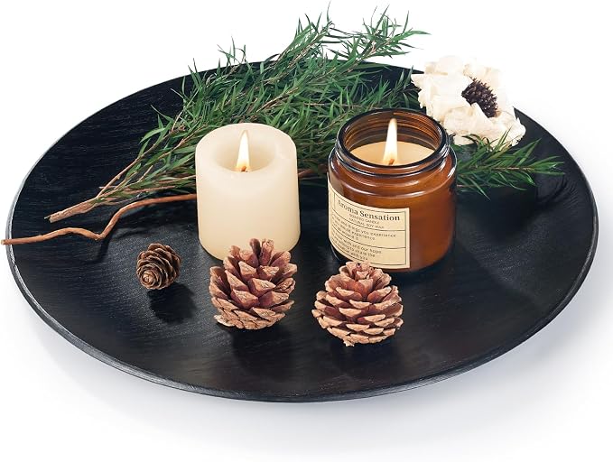Wood Serving Tray: Black Decorative Tray by Hanber