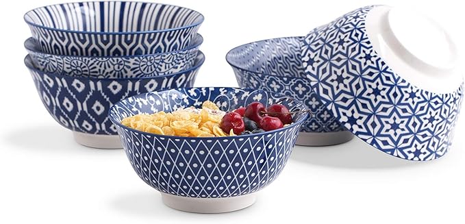 Selamica Porcelain 11oz Ice Cream Bowls Set of 6, Small Bowls, Ceramic bowls by Selamica