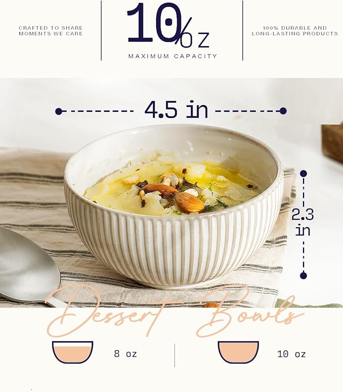 getstar Ceramic Bowl, Small Soup Bowls Set of 4 - Image 3