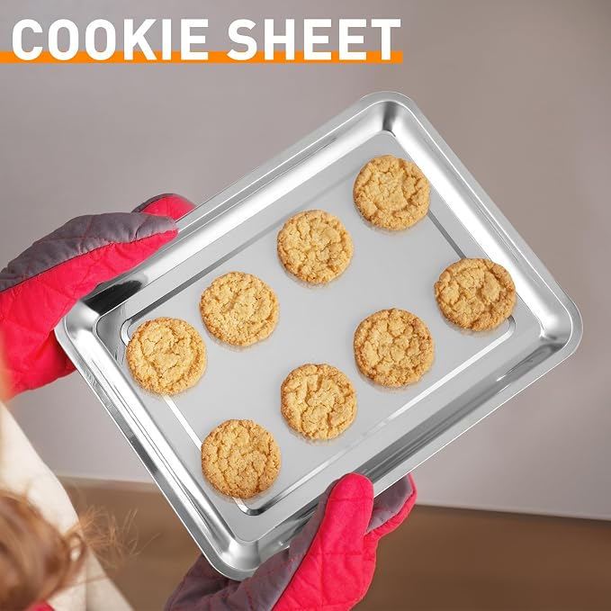 Funnymoom 12 Pack Stainless Baking Sheet Cookie Pans 12.2 x 8.3 x 0.8 Inch - Image 7