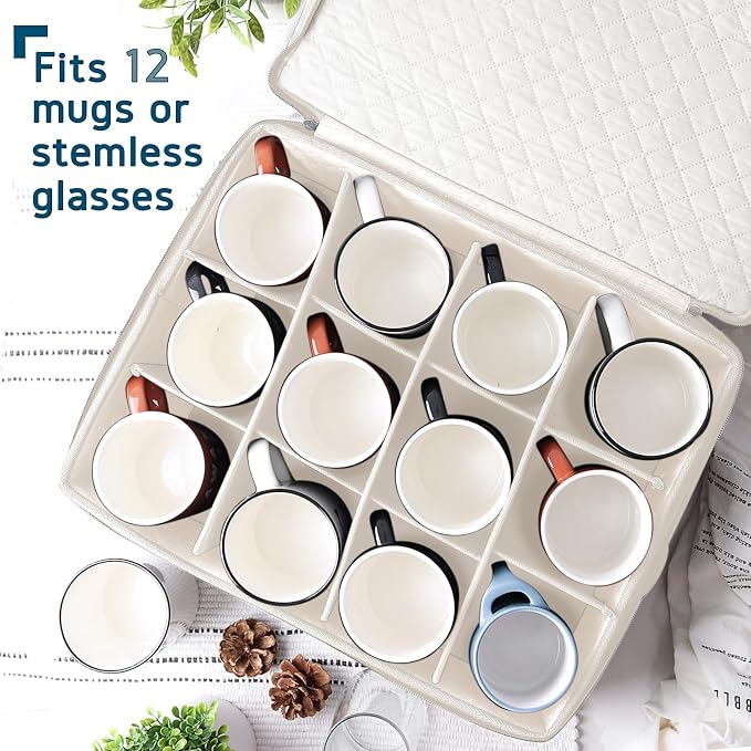 Coffee Mug Storage, 2 Pack Quilted and Stackable Coffee Cup Storage Organizer - Image 2