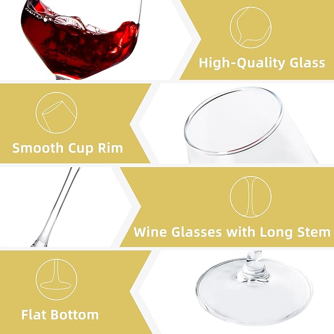 Wine Glasses Set of 12, 12oz Clear Red/White Wine Cup, Long Stem Wine Glasses - Image 3