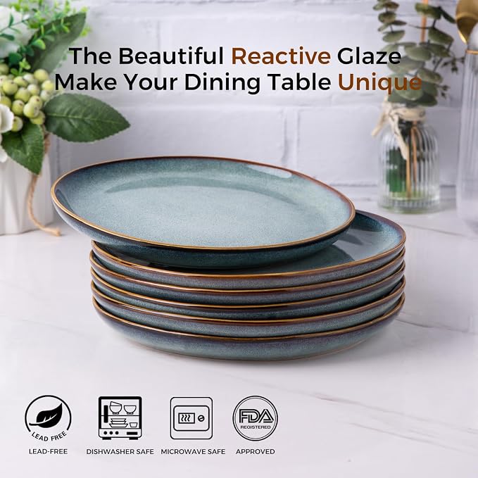 AmorArc Ceramic Dinner Plates Set of 6, 10.5 Inch Stoneware Plates Set | - Image 2