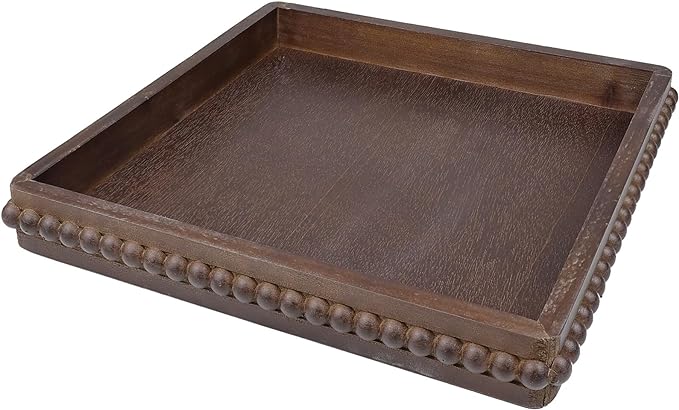 Hrastany Square Wood Decorative Tray, Rustic Coffee Table Serving Tray by Hrastany