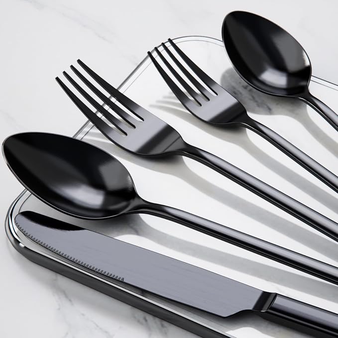 Black Silverware Set, 30 Piece Flatware Set - Image 3