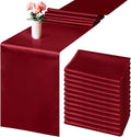 Aneco 16 Pack Satin Table Runner 12 x 108 Inch Burgundy Long Wedding Satin Silk by Aneco