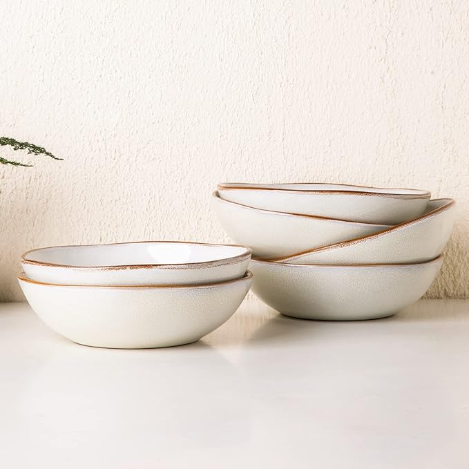 AmorArc Ceramic Cereal Bowls Set of 6, 24 oz Handmade Stoneware Bowls Set - Image 8