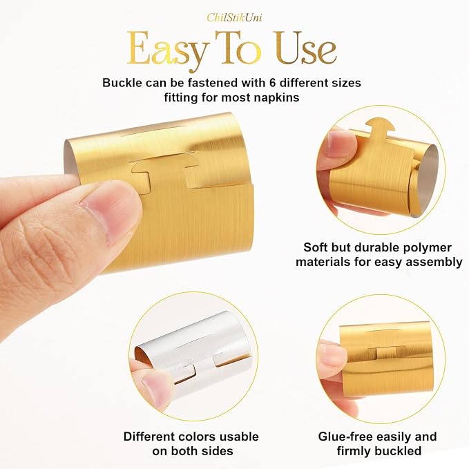 Holiday Parties Napkin Rings Set of 100, 2 Colors in 1, Reusable Adjustable - Image 6