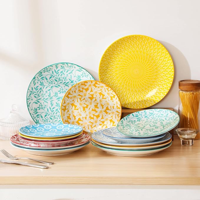 vancasso 10.25" Pastel Dinner Plates Set of 6, Vintage Ceramic | Microwave - Image 9