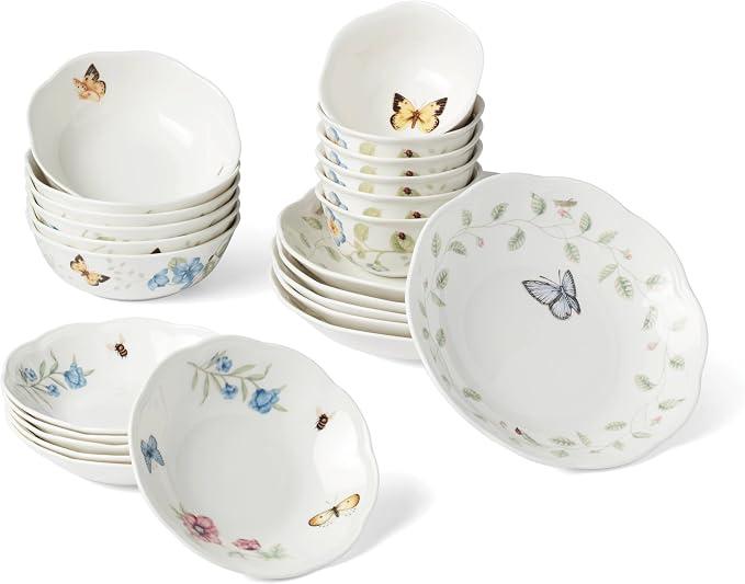 Lenox Butterfly Meadow Porcelain 24-Piece Variety Bowl Set by Lenox