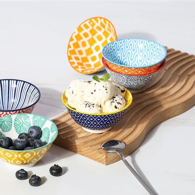 Selamica Porcelain Ice Cream Bowls Set of 6, Small Bowls, Ceramic bowls - Image 4